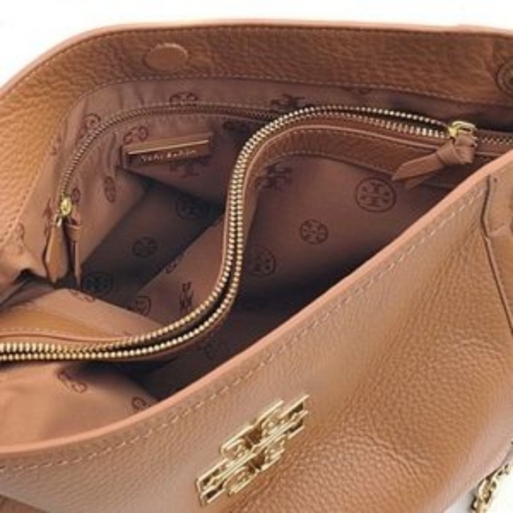 NWT Tory Burch Slouchy Tote Bark Leather Shoulder - Picture 6 of 7